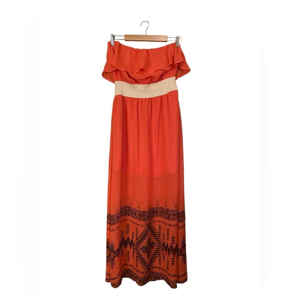 L8TER Women Cut Long Orange Color Dress. Size L